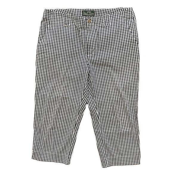 RALPH LAUREN Gingham Plaid Lightweight Capri Pants in Navy & White SZ 12 - Picture 8 of 8